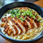 Fiery Chicken Ramen with Creamy Garlic Sauce