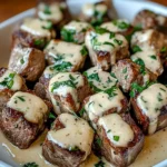 Garlic Butter Steak Bites with a Rich Parmesan Cream Sauce
