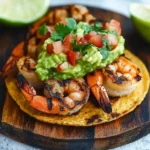Grilled Shrimp Tostadas with Guacamole & Pico de Gallo