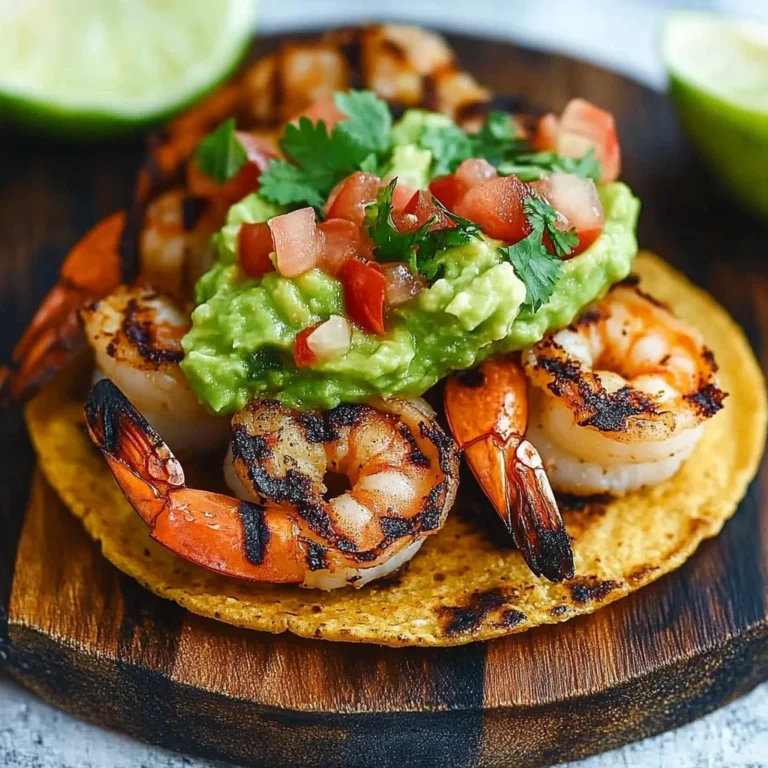 Grilled Shrimp Tostadas with Guacamole & Pico de Gallo