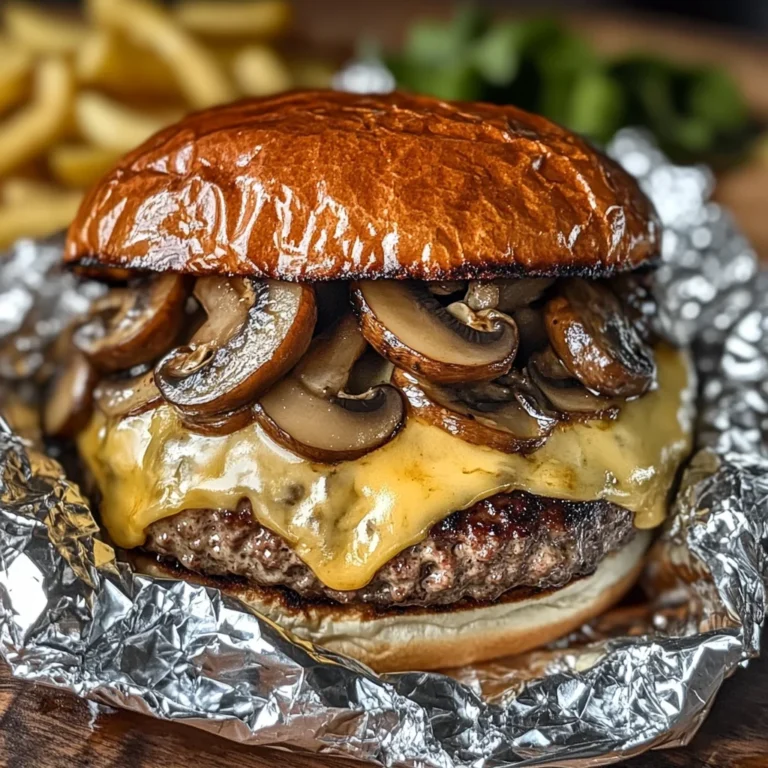 Mushroom and Swiss Burger Foil Packets