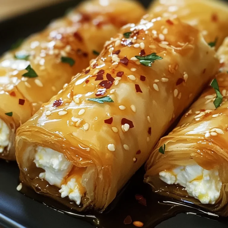 Oven Fried Feta Rolls with Chili Honey