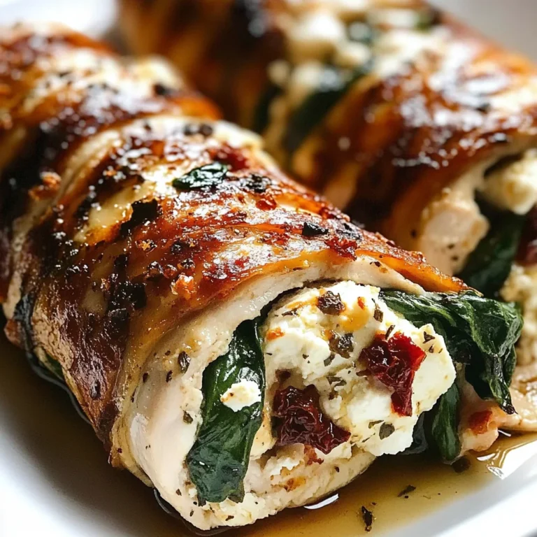 Rolled Up Chicken with Feta, Spinach, and Sun-Dried Tomatoes