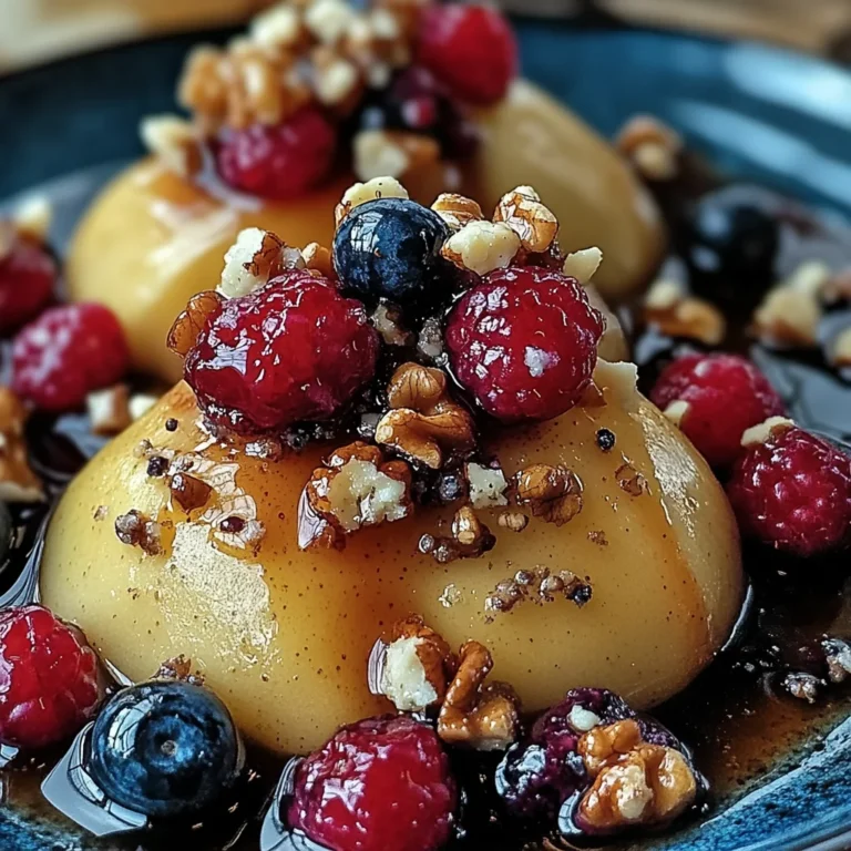 Baked Pears with Berries, Honey, Walnuts & Blue Cheese