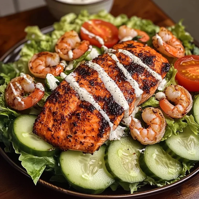 Blackened Salmon & Shrimp Salad