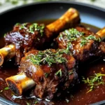Braised Lamb Shanks in Red Wine and Herb Sauce