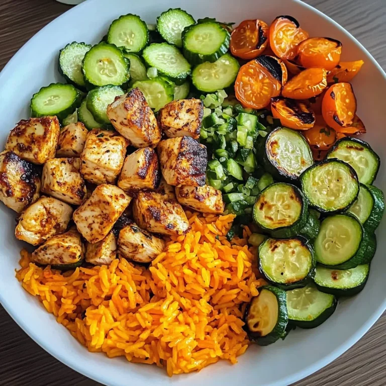 Colorful Chicken Veggie Plate with Carrot Rice & Salad
