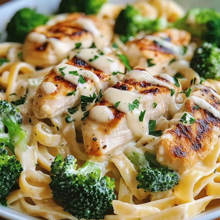 Creamy Chicken Alfredo Fettuccine with Broccoli