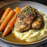 Creamy Herb Roasted Chicken with Mashed Potatoes and Honey-Glazed Carrots