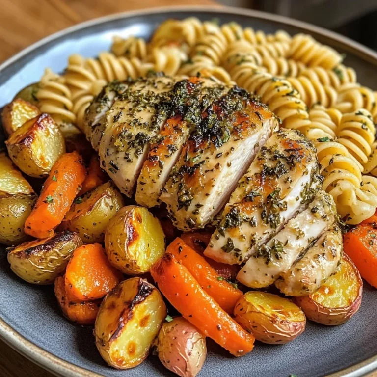 Garlic-Herb Chicken with Roasted Veggies & Creamy Rotini