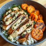 Grilled Chicken Bowl with Herbed Rice, Glazed Carrots & Creamy Sauce