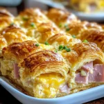Ham and Cheese Croissant Breakfast Casserole