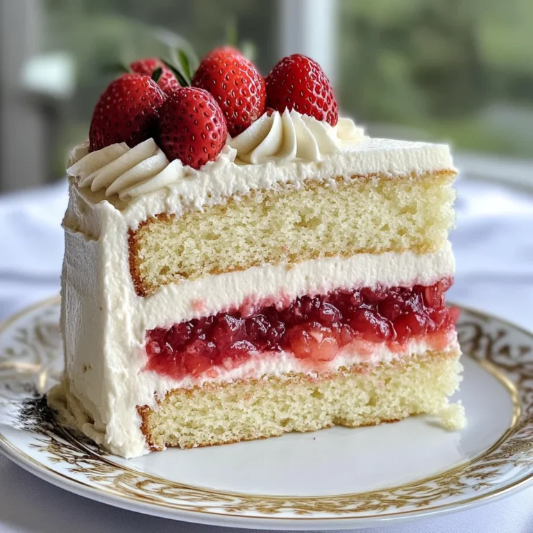 Moist Vanilla Cake with Strawberry Filling