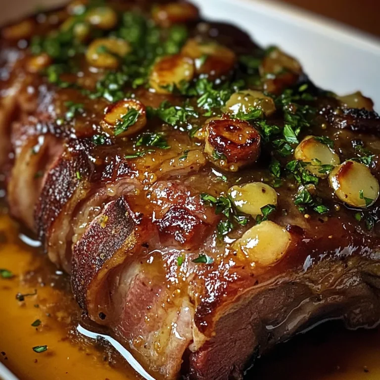 Slow-Roasted Lamb Shoulder with Garlic-Honey Mustard Glaze