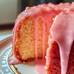 Strawberry Buttermilk Pound Cake with Pink Glaze