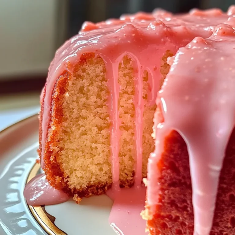 Strawberry Buttermilk Pound Cake with Pink Glaze