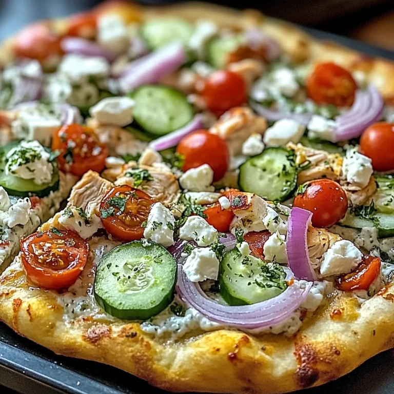 pizza topped with tzatziki sauce