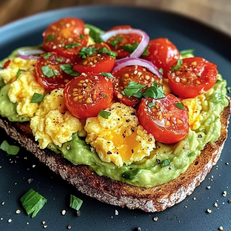 Avocado Toast with Scrambled Eggs and Tomato