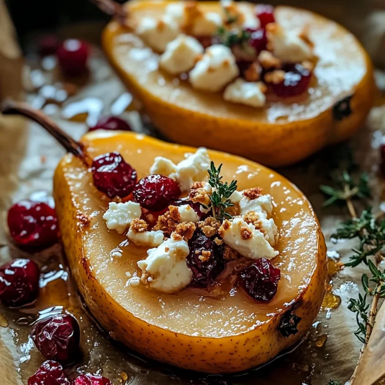 Baked Pears with Feta, Honey, and Cranberries