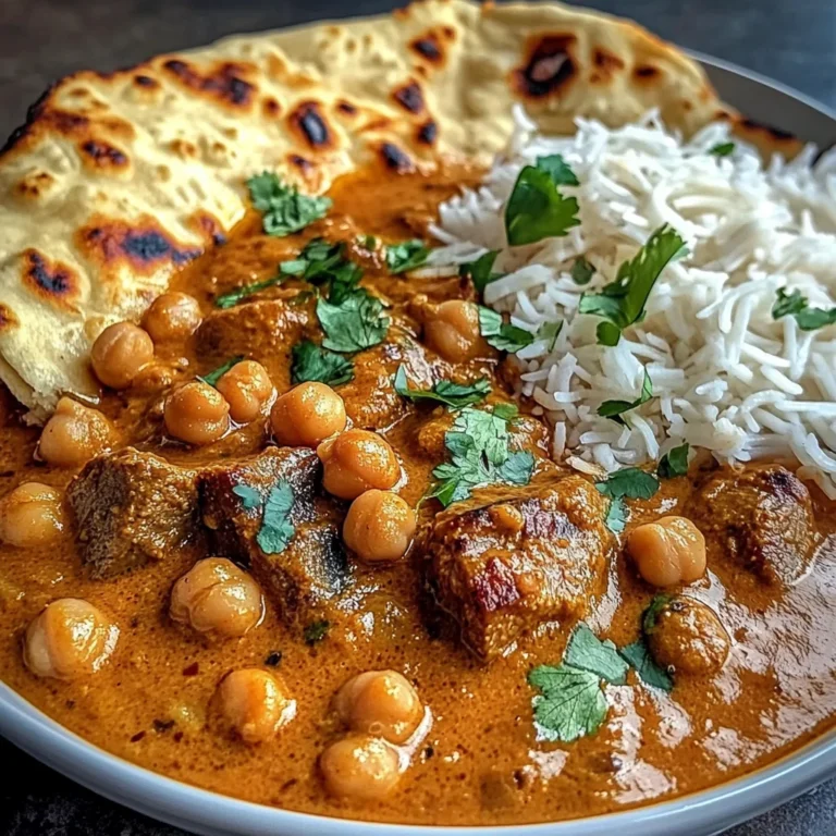Coconut Lamb Curry with Chickpeas and Garlic Naan