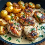 Creamy Garlic Chicken with Golden Baby Potatoes