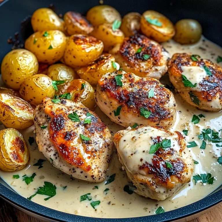 Creamy Garlic Chicken with Golden Baby Potatoes