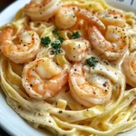 Creamy Garlic Shrimp Alfredo Pasta