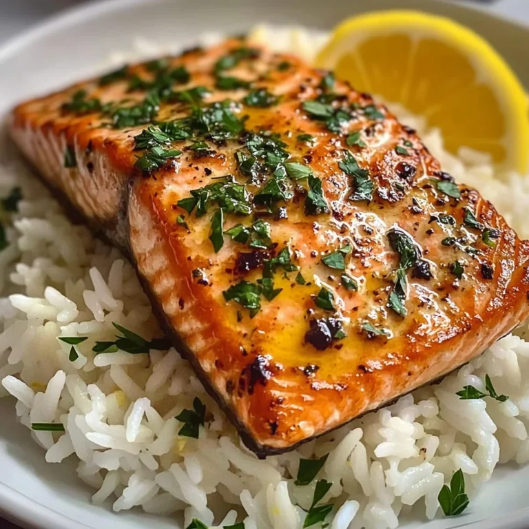 Garlic Butter Salmon with Fluffy White Rice