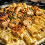 Garlic Cajun Chicken Cheesy Rigatoni in Velveeta Cream Sauce