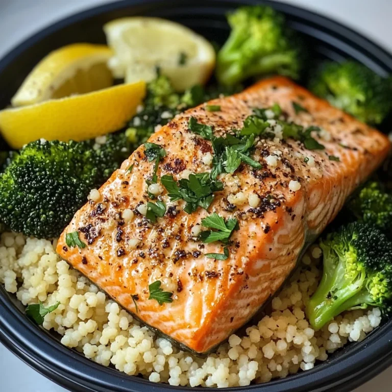 Salmon & Couscous Meal Prep with Roasted Broccoli